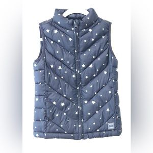 Gap Kids quilted Navy silver Star Puffer Vest size M (8-9) warm cozy winter zip